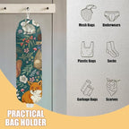 Forest Animals Plastic Bag Holder, Wall Mount Grocery Bag Holder, Plastic Storage bag, Pull Rope Free Adjustment, Plastic Bag Holders for Grocery Bags, Plastic Bag Dispenser for Home Kitchen Cabinet