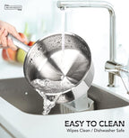 MICHELANGELO Tri-ply Stainless Steel 4 Qt Saucepan with Glass Lid, 4 Quart Pot with No Coating, Even Heating, for All Cooktops & Induction Compatible - Silver