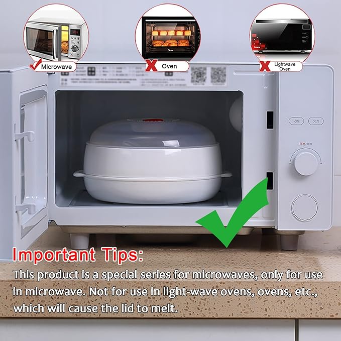 Microwave Vegetable Steamer, Microwave Steamer for Vegetables, Microwave Heating Bowl, Micro Cookware for Cooking (2 - Layer)