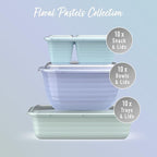 Bentgo Prep 60-Piece Variety Meal Prep Kit - Reusable PFAS & BPA-Free Food Containers 1-Compartment Trays, Prep Bowls, & Snack Boxes - Microwave, Freezer, & Dishwasher Safe (Floral Pastels)