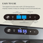 Wine Enthusiast 32-Bottle Dual Zone MAX Compressor Wine Cooler – Freestanding Mini Fridge with Digital Touchscreen, LED Display, Split Storage for Red & White Wines, Matte Black Refrigerator Home Bar
