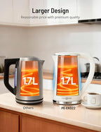 Electric Tea Kettle, 1.7L Larger Design Temperature Control Electric Kettle, 4H Keep Warm Water Boiler with 6 Presets, LED Screen Electric Kettles for Boiling Water, Boil-Dry Protection, BPA Free