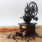 Burr Coffee Grinder, Vintage Style Wooden Hand Grinder, Classic French Press Coffee Mill With Brush