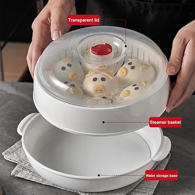 Microwave Vegetable Steamer, Microwave Steamer for Vegetables, Microwave Heating Bowl, Micro Cookware for Cooking (2 - Layer)