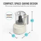 Martha Stewart 3 Cup Electric Food Chopper, Vegetable & Herb Mini Food Processor, 24oz BPA-Free Bowl, Stainless Steel Blades, Pour Spout, Dicing, Mincing, Chop & Puree, Dishwasher Safe, Linen