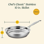 Cuisinart 10-Inch Open Skillet, Stainless Steel Skillet Large Kitchen Pan, Dishwasher Safe, Compatible with Induction, Electric, Gas Cooktops, Oven Safe Saucepan, Cool Grip Handles