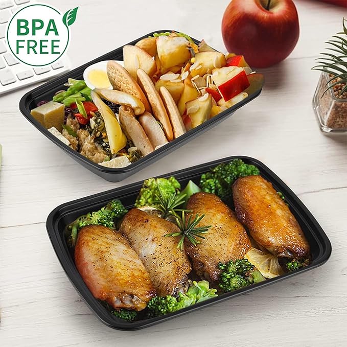 50-Pack Meal Prep Containers, 26 OZ Microwavable Reusable Food Containers with Lids for Food Prepping, Disposable Lunch Boxes, Plastic Food Boxes- Stackable, Freezer Dishwasher Healthy