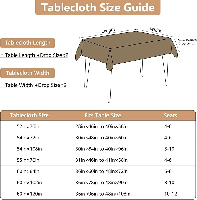 Faux Linen Fabric Rectangle Table Cloth, Textured Water Resistant & Washable Rectangular Tablecloth, Anti-Scratch for Dinning Kitchen Party,54 x 72 Inch, Mocha