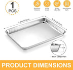 Onader 9 x 13 Inch Baking Sheet, Stainless Steel Quarter Sheet Pan for Baking & Roasting, Metal Cookie Toaster Oven Pan Tray, Heavy Duty & Dishwasher Safe, 1-Pack (Actual Size: 12.5" x 9.7")