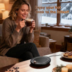 Coffee Mug Warmer - Large Candle Warmer Plate, 2-Temp Setting (131℉ & 113℉) & Fast Heating, Elegant Desk Warmer for Coffee/Tea/Milk/Candle, Ideal Office Home Gift (Black)