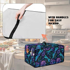 Dragonfly Lotus Print Toaster Oven Cover Compatible with Most Toaster Ovens, Heavy Duty Dust-proof Microwave Oven Cover for Kitchen Counter, Purple (Small-14.5 * 18.46 * 9 inches)
