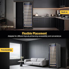Wine Fridge Freestanding,173 Bottles 24 Inch Wine Cooler Refrigerator, Tall Wine Fridge with Compressor Low Noise Fast Cooling, Wine Cellar with Upgraded Door Handle Sliding Rail Shelves, Black