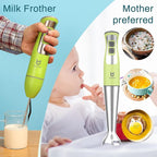 Immersion Hand Blender, UTALENT 5-in-1 8-Speed Stick Blender with 500ml Food Grinder, BPA-Free, 600ml Container,Milk Frother,Egg Whisk,Puree Infant Food, Smoothies, Sauces and Soups - Green