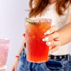 Ciaell 12 Pack Romantic Plastic Water Glasses - 14 Oz Clear Vintage Drinking Glasses, Embossed Ribbed Plastic Cups, Textured Striped Drinkware Set for Juice, Beverages, Beer, Cocktail