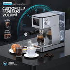 20 Bar Espresso Machine with Milk Frother, Stainless Steel Coffee Maker with Touch Screen & Cold Brew, 45s Fast Heat Small Cappuccino & Latte Machine with 57.5oz Removable Water Tank for Home, Silver
