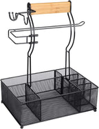 FANGSUN Grill Caddy, BBQ Caddy with Paper Towel Holder, Picnic Condiment Utensil Caddy for Outdoor Camping, Barbecue Accessories Storage Organizer for Griddle Grilling Tools, RV Patio Camper Must-Have
