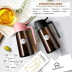 YARRAMATE 2Pcs 16oz/470ml Dark Brown Oil Sprayer for Cooking with Stickers, Food-grade Premium 2 in 1 Olive Oil Dispenser Bottle for Kitchen Gadgets, Air Fryer, Salad, Frying, BBQ (Pink&Black)
