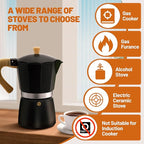 6 Cup Aluminum Espresso Stovetop Moka Pot Express Coffee Maker Percolator Italian Classic Mocha Coffee Machine for Italian and Cuban Cafe Brewing for Home & Camping 300ml 10oz