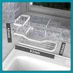 Vanwood Kitchen Sink Caddy Organizer Sponge Holder for Kitchen Sink, Rustproof Dish Soap Sponge Caddy for Counter with Detachable Brush Holder & Drain Tray - Storage Home & Cocina Accesorios, SILVER