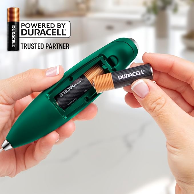 Zulay Kitchen Powerful Milk Frother Wand With 4 AA Duracell Batteries - Ultra Fast Handheld Drink Mixer - Electric Whisk Foam Maker for Coffee, Lattes, Cappuccino, Matcha & Creamer - Dark Green