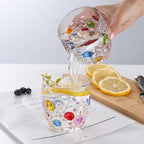 Handmade Crystal Water Glasses, So Cute, Colored Beaded, Set of 6, Bubble Design, 11oz Modern Hobnail Drinking Glasses, for Water,Whiskey, Wine, Beer,Juice,Cocktail,Coffee, Champagne, Gift