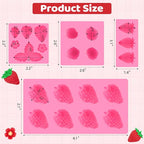 Puyeipt 4 Pcs Strawberry Silicone Molds, 3D Strawberry Fondant Molds for Chocolates, Candies, Cake Decorations, Cupcake Toppers, Desserts