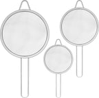 NUOMI Set of 3 Fine Mesh Strainer Spoon Stainless Steel Sieve Colander Sets Multifunctional Food Strainer with Long Handle for Sifting Flour, Tea, Frying Oil, Coffee Powder, Juice, Dia. 8/14/20 CM