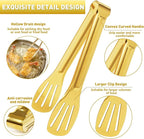 JCREN Serving Tongs 6 Pack Stainless Steel Buffet Tongs Kitchen Tongs, Small Tongs Gold Tongs Serving Utensils for Party Catering, Gold,7 Inch
