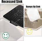 TIKNIK Silicone Dish Drying Mat, Stone Drying Mat for Kitchen Counter with Built-In Drain, Non-Slip Drain Pad with Built-in Drain, Heat Resistant Stone Drying Mat, Hangable, Black-1pc, 20" x 15"
