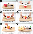 SCHVUBENR 3.5 Inch Apple Slicer - Professional Apple Cutter - Stainless Steel Apple Corer - Super Sharp Apple Slicer and Corer - Apple Tool with 8 Sharp Blades(Black)