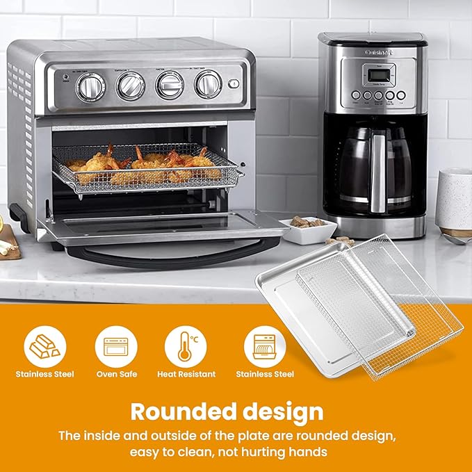 Stainless Steel Air Fryer Basket and Tray,Compatible with Cuisinart TOA-60 TOA-65 TOA-70 Toaster Air Fryer Convection Oven