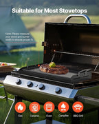 VEVOR Carbon Steel Griddle, 24x16 inch Universal Flat Top Rectangular Plate, Gas Grill Griddle for BBQ Grill, Teppanyaki, Portable Family Cookware with Handle, for Camping Tailgating Party