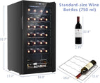 ROVSUN 28 Bottle Wine Fridge, Freestanding Compressor Wine Cooler Refrigerator, Beverage Wine Chiller with Digital Temperature Control & Double-layer Glass Door for Red White Wine, Champagne, Beer