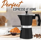 Zulay Moka Pot Espresso Stovetop Coffee Maker - Leak-Proof, Stainless Steel, Easy to Clean, Heat Resistant Handle & Knob - for Authentic Cuban & Italian Style Espresso - Makes 12 Espresso Cups - Black