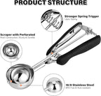 Large Cookie Scoop 3 Tbsp, Professional Stainless Steel Ice Cream Scoop 50mm, Cupcake Scoop Muffin Scoop for Baking, Good Soft Grips, Quick Trigger Release, 45ml (3 Tablespoon)