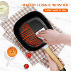 Audecook Hot Pot Electric 2L, Cermic Glaze Non-Stick Frying Pan 8 Inch, Portable Travel Cooker for Ramen/Steak/Fried Rice/Oatmeal/Soup, with Dual Power Control (Silicone Spatula Included)