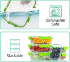 C CREST Glass Containers for Food Storage with Lids, [10-Pack] Meal Prep Containers for Kitchen, Home Use, BPA Free