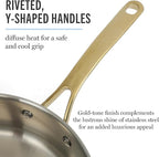 Martha Stewart Castelle 10 Piece 18/8 Durable Stainless Steel Induction Safe Pots and Pans Non-Toxic Kitchen Cookware Set - Gold Handles - Dishwasher Safe