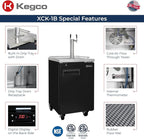 Kegco XCK-1B-2 24" Dual-Tap Commercial Kegerator – Stainless Steel Draft Beer Dispenser, Holds Full or Slim Kegs