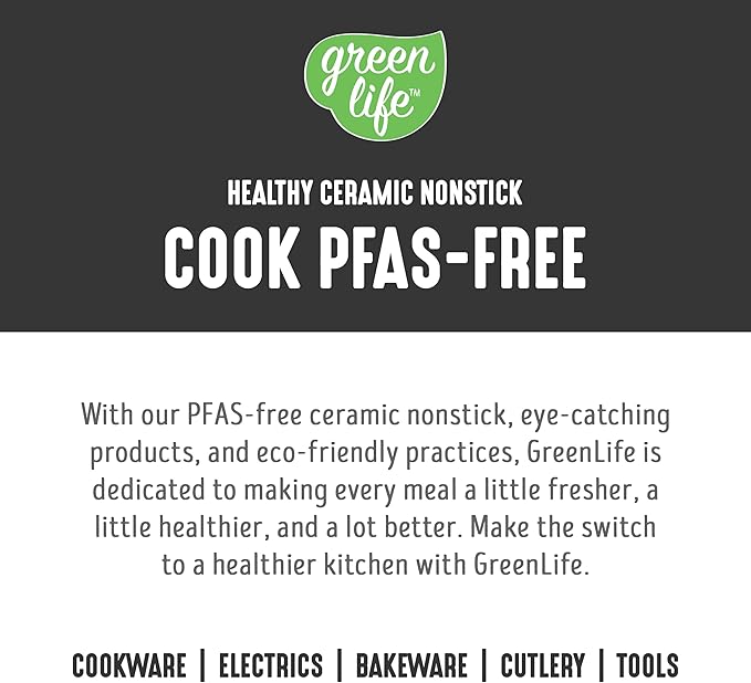 GreenLife 2.5QT Nonstick Saucepan with Glass Lid, Soft Grip, PFAS-Free Ceramic, Multipurpose Chef Pan, Milk & Sauce Cooking Pot, Dishwasher & Oven Safe to 350˚F, Stay-Cool Handle, Black