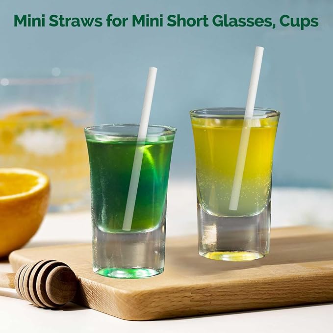 4'' x 0.2'' White Mini Paper Sipping Straws, Tasting & Sample Straws, Stirring Straw Sticks, Paper Sticks, DIY Crafts - Biodegradable, 500 Counts