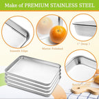 CEKEE Stainless Steel Baking Sheet Set of 4, Large Baking Pan & Cookie Sheet & Baking Tray for Oven, Half Sheet Pan, Size 18 x 13 x 1 inch, Heavy Duty & Mirror Finish & Easy Clean