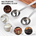 Timoo 5 Pcs Coffee Scoop 2 Tablespoon Scoop Stainless Steel Tablespoon Measuring Spoon Long Handle for Powder Ground Coffee Tea Sugar