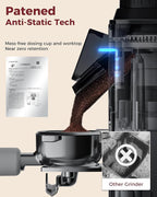 Tuni G2 Conical Burr Coffee Grinder, 70 Grind Settings Anti-static Burr Mill, Precision Electronic Timer and LED Touchscreen for Espresso/Drip/Cold Brew/French Press, Stainless Steel