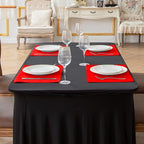Linen Type Fabric Placemats Set of 4, Machine Washable, Heat Resistant, Wrinkle Free Thick Polyester Kitchen Place Mats for Dining Table (Red)