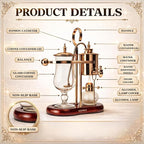 Nispira Belgium Royal Family Balance Syphon Unique Gravity Vintage Coffee Maker Vacuum Brewing System Copper 500 ml