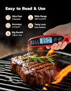 Instant Read Meat Thermometer Digital with Dual Probe, Food Thermometer for Cooking & Grilling, Large Backlit & Calibration, for Kitchen/Oven/Grill/Smoker/BBQ/Candy/Oil/Fry, Gifts for Men & Dad