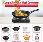 Electric Countertop Burner, 1500W Cooktop with Cast Iron Hot Plate, 5 Level Temperature Control, Easy to Clean, Indicator Lights, Cooking Stove for Office Home Camping RV
