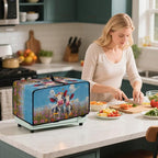 Cow Butterfly Flower Print Toaster Oven Cover, Dust-proof Heat-resistant Air Fryer Cover with Accessory Pockets, Kitchen Small Appliance Protector, (Large-18.5*22.5*12.99 inches)
