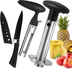 Pineapple Corer and Slicer, Stainless Steel Pineapple Cutter and Corer, Upgraded Pineapple Peeler and Apple Corer Tool with Pineapple Core Remover for Corer Tool Kitchen (Black)